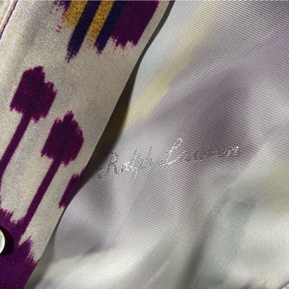 Ralph Lauren Resort 2022 Collection Freida Ikat Print Silk A-Line Midi Day Dress - Picture 12 of 15